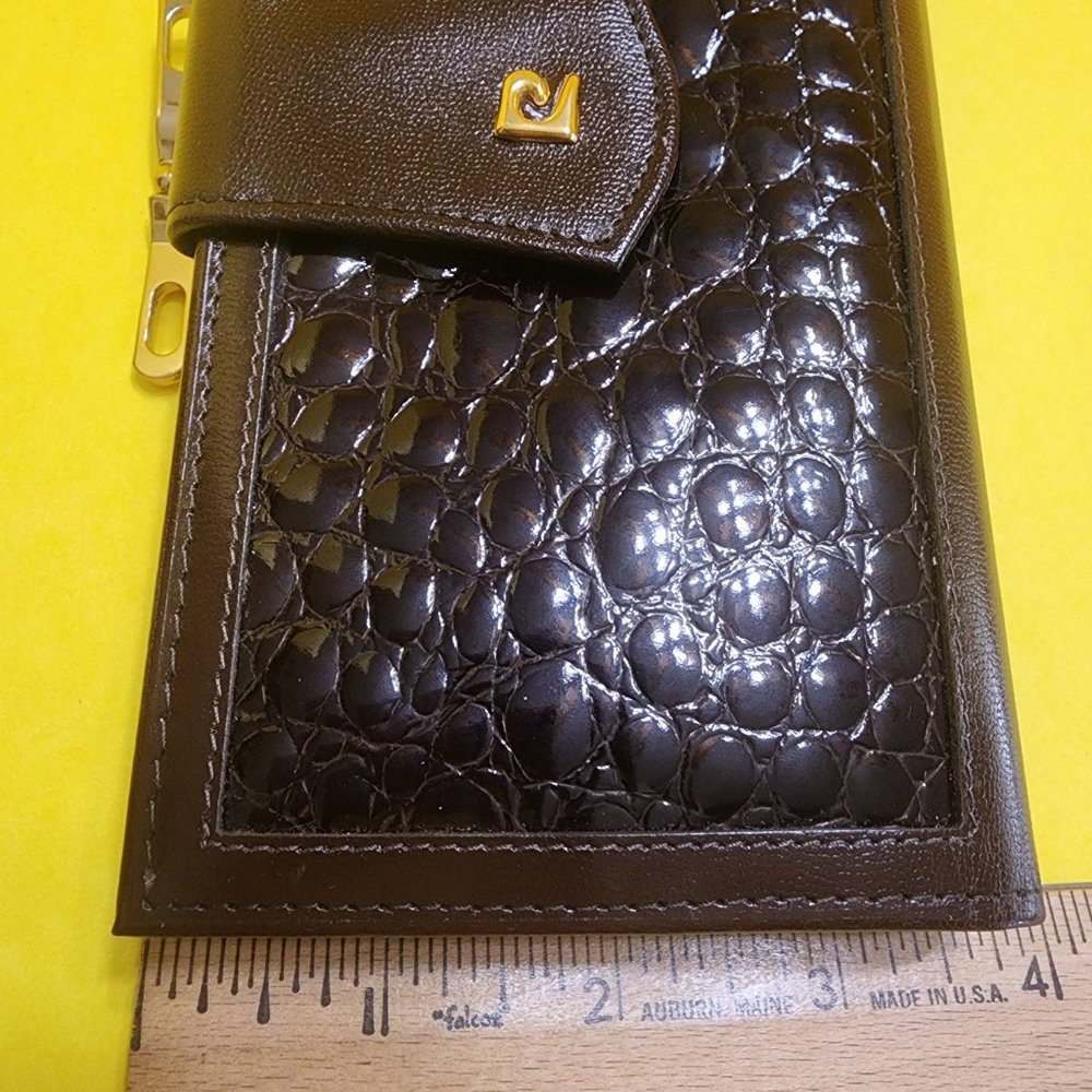 Vintage Brown Pierre Cardin Womens Croc & Calf Skin Wallet - Feminine Classic - Picture 15 of 16